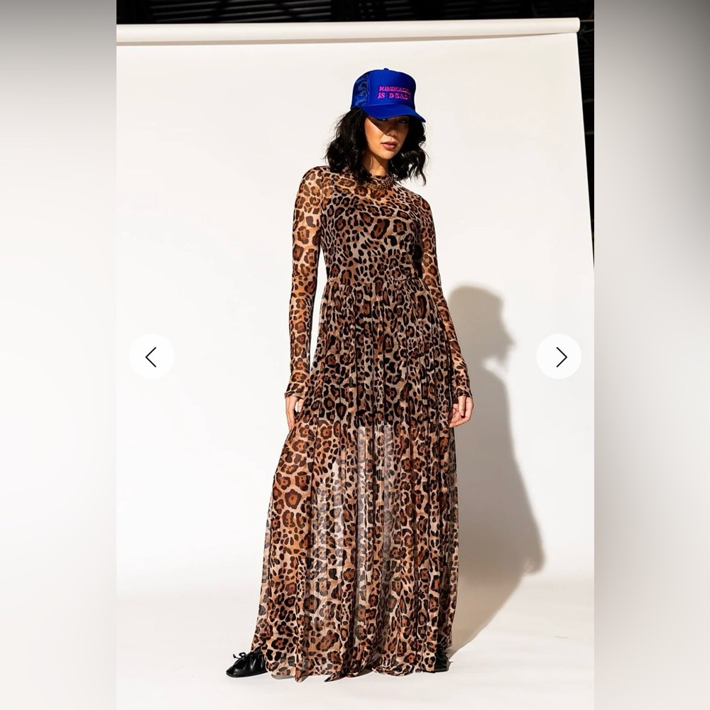 NWT Dressed in LALA More you mesh maxi dress in Marco leopard 🐆